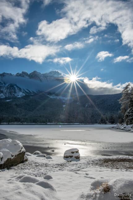 Eibsee Sonnenaufgang See zugefroren Winter